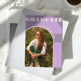 Retro boog Paarse foto Afstuderen aankondiging