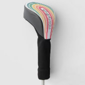 Retro boog pasteltinten regenboogkleuren script na golfheadcover (Schuin)