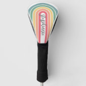 Retro boog pasteltinten regenboogkleuren script na golfheadcover (Voorkant)