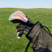 Retro boog pasteltinten regenboogkleuren script na golfheadcover (Insitu)