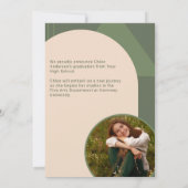 Retro boog Sage Groen 2 foto Afstudeerder aankondi Kaart (Achterkant)