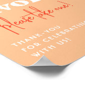 Retro boog Sinaasappel bruiloft gunsten teken Poster (Hoek)