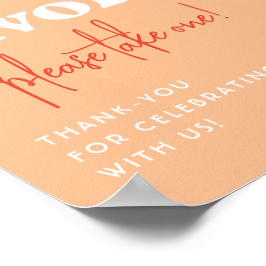 Retro boog Sinaasappel bruiloft gunsten teken Poster (Hoek)