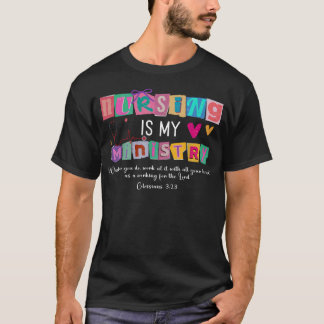 Retro Boog Verpleging Is Mijn Dienst Christelijk T-shirt