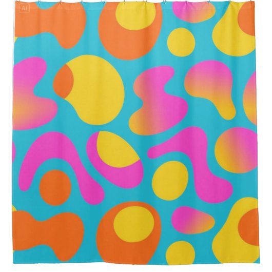Retro Boogie – Abstracte Blob Douchegordijn (Voorkant)