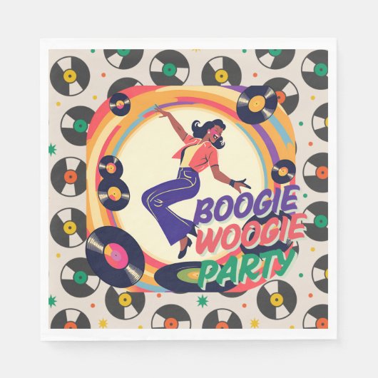 Retro Boogie Woogie Feest Papier Servet (Voorkant)