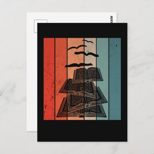 Retro Book Birds Library Bookworm Briefkaart (Voorkant / Achterkant)