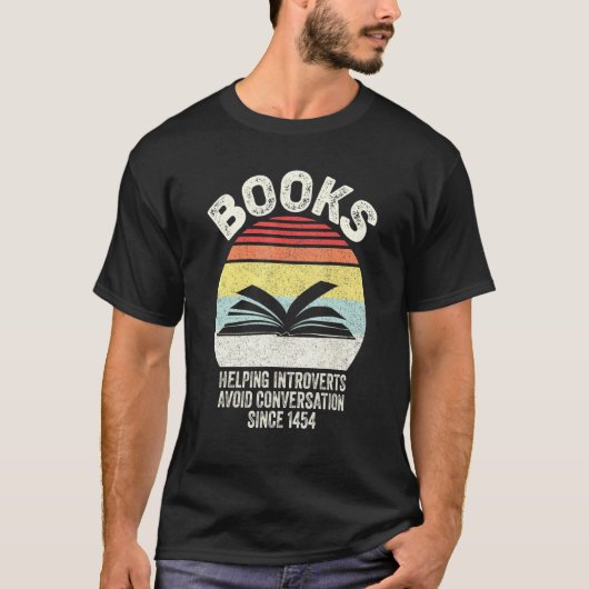 Retro Book Helping Introverts Avoid Conversation S T-shirt (Voorkant)