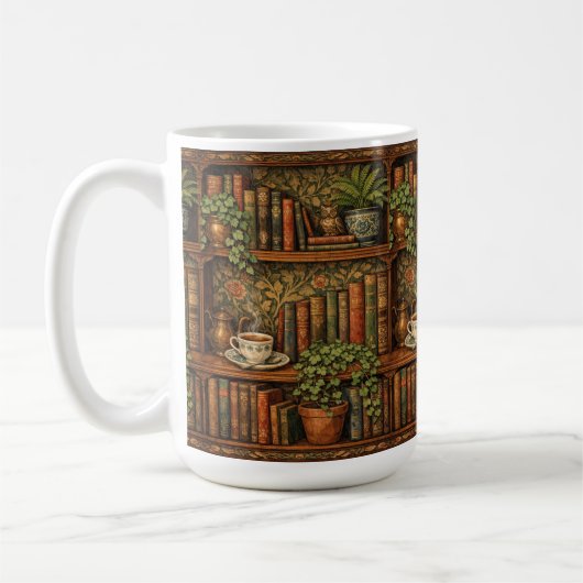 Retro book lover art koffiemok (Links)