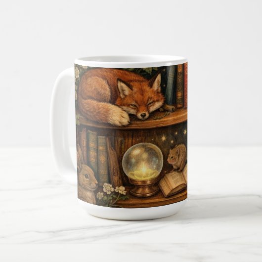 Retro book lover woodland animals koffiemok (Voorkant links)