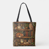 Retro book lover woodland animals tote bag (Achterkant)
