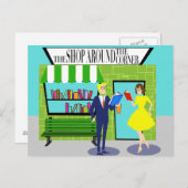 Retro Book Lovers Briefkaart (Voorkant / Achterkant)