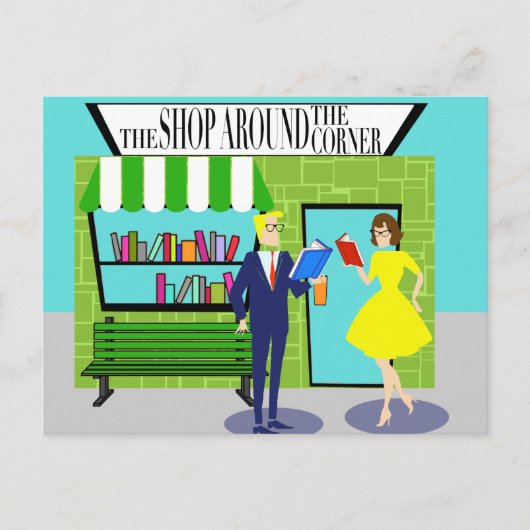 Retro Book Lovers Briefkaart (Voorkant)