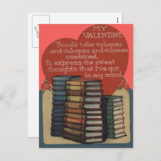  Retro Book Lovers Valentijn Kaart (Voorkant / Achterkant)