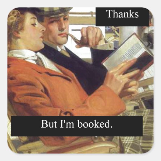 Retro Book Lovers Vierkante Sticker (Voorkant)