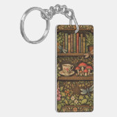 Retro book shelf mushrooms coffee floral  sleutelhanger (Voorkant Links)