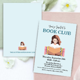 Retro Bookish Book Club Meeting Party Uitnodiging