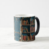 Retro Bookshelf Design Mug, Unique Artistic Coffee Magische Mok (Voorkant rechts)