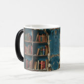 Retro Bookshelf Design Mug, Unique Artistic Coffee Magische Mok (Voorkant links)