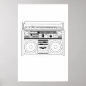 Retro Boom box/Ghetto Blaster T-shirt Poster (Voorkant)