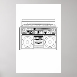 Retro Boom box/Ghetto Blaster T-shirt Poster