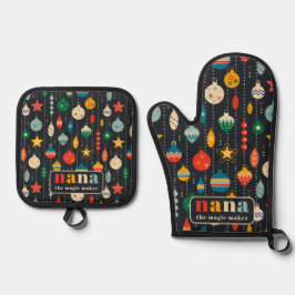 Retro Boom Kerstboom Speelgoed Ornamenten Nana Ker Ovenwant & Pannenlap Set