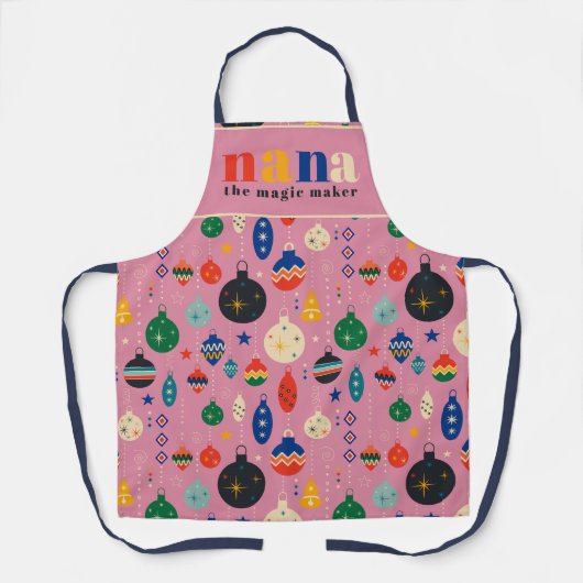 Retro Boom Speelgoed Ornamenten Oma Kerst Keuken Schort (Voorkant)