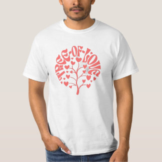 Retro "Boom van de Liefde" Hart Typography Koraal T-shirt