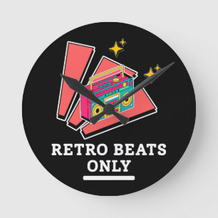 Retro Boombox 80s 90s Vintage Muziek Beats  Ronde Klok