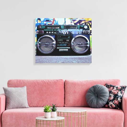 Retro Boombox –  audio Canvas Afdruk (Insitu (Woonkamer))
