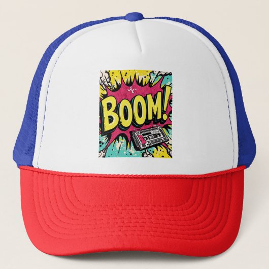 Retro Boombox Blast Trucker Pet (Voorkant)