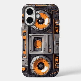 Retro Boombox Cassettespeler Oranje iPhone Hoesje