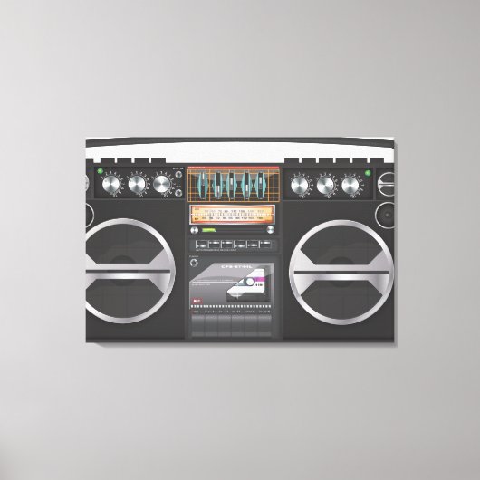 Retro Boombox Ghetto Blaster Canvas Afdruk (Voorkant)