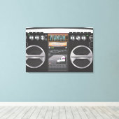 Retro Boombox Ghetto Blaster Canvas Afdruk (Insitu (Houten vloer))