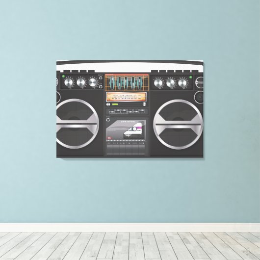 Retro Boombox Ghetto Blaster Canvas Afdruk (Insitu (Houten vloer))