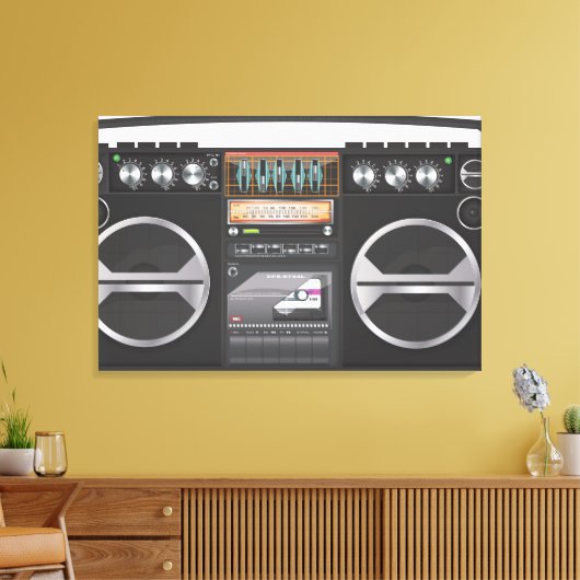 Retro Boombox Ghetto Blaster Canvas Afdruk (Insitu (Woonkamer))