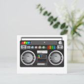 retro boombox ghetto blaster grafisch briefkaart (Staand voorkant)