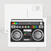 retro boombox ghetto blaster grafisch briefkaart (Voorkant / Achterkant)