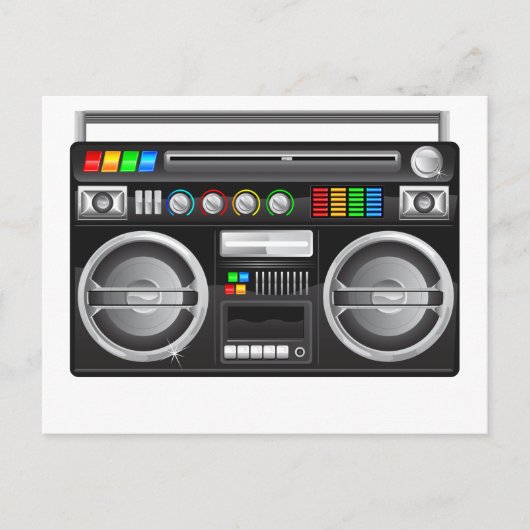 retro boombox ghetto blaster grafisch briefkaart (Voorkant)