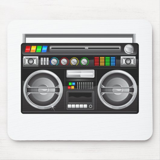 retro boombox ghetto blaster grafisch muismat (Voorkant)