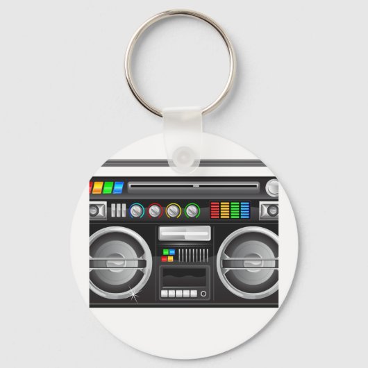 retro boombox ghetto blaster grafisch sleutelhanger (Voorkant)