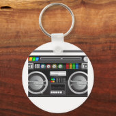 retro boombox ghetto blaster grafisch sleutelhanger (Voorkant)