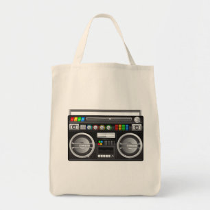 retro boombox ghetto blaster grafisch tote bag