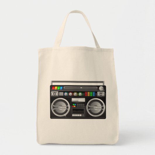 retro boombox ghetto blaster grafisch tote bag (Voorkant)