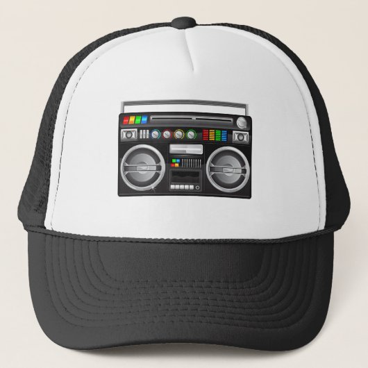 retro boombox ghetto blaster grafisch trucker pet (Voorkant)