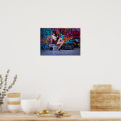 Retro Boombox Girl door Bill Tracy Poster (Keuken)