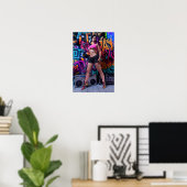 Retro Boombox Girl Poster (Thuiskantoor)