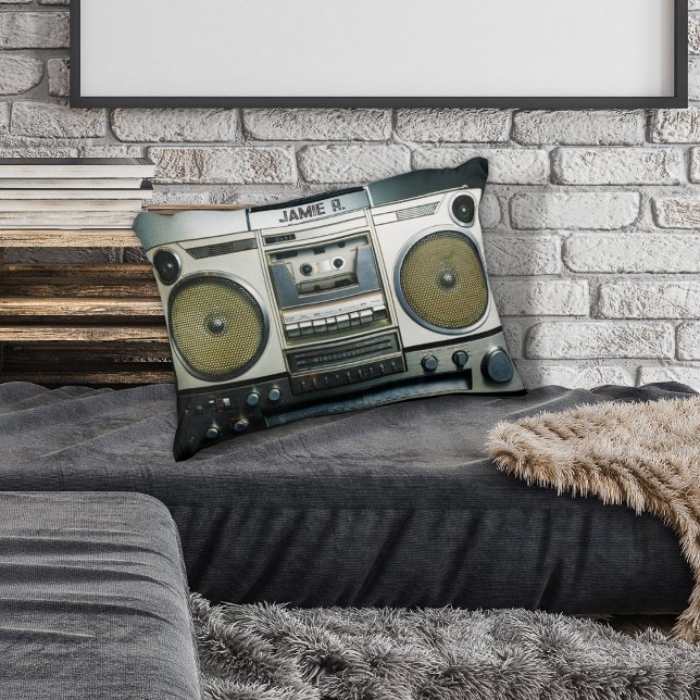 Retro Boombox Grey Accent Kussen (Creator heeft geüpload)