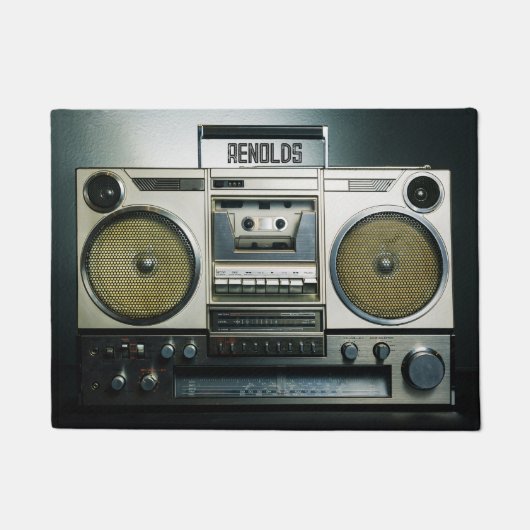 Retro Boombox Grey Deurmat (Voorkant)