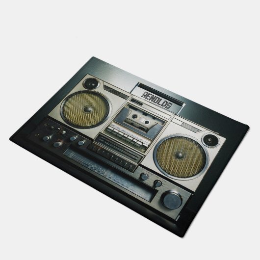 Retro Boombox Grey Deurmat (Schuin)